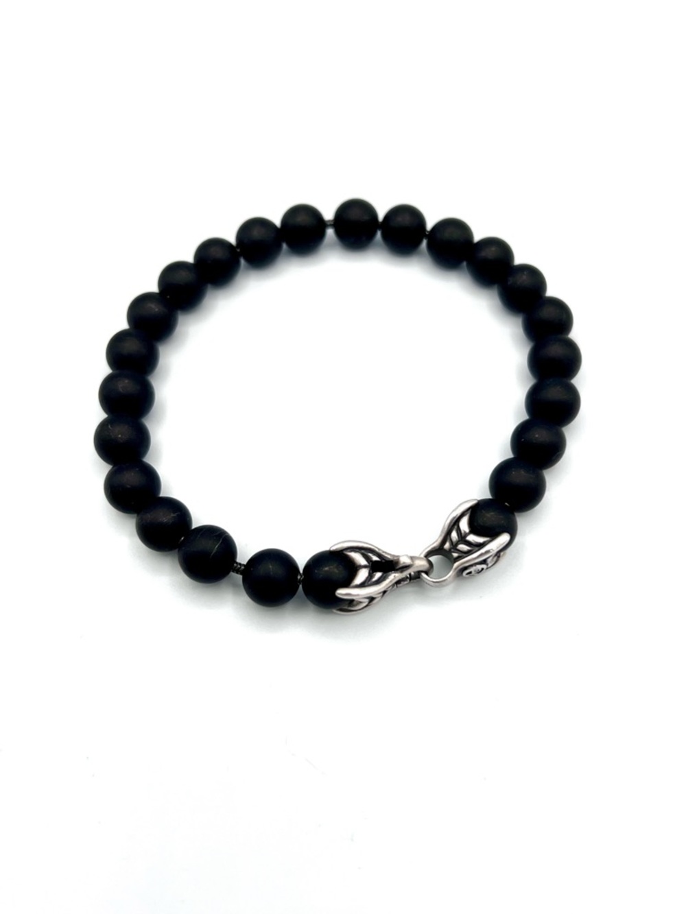 David Yurman 925 Sterling Silver Spiritual Beads Bracelet Black Onyx 7.5” Mens